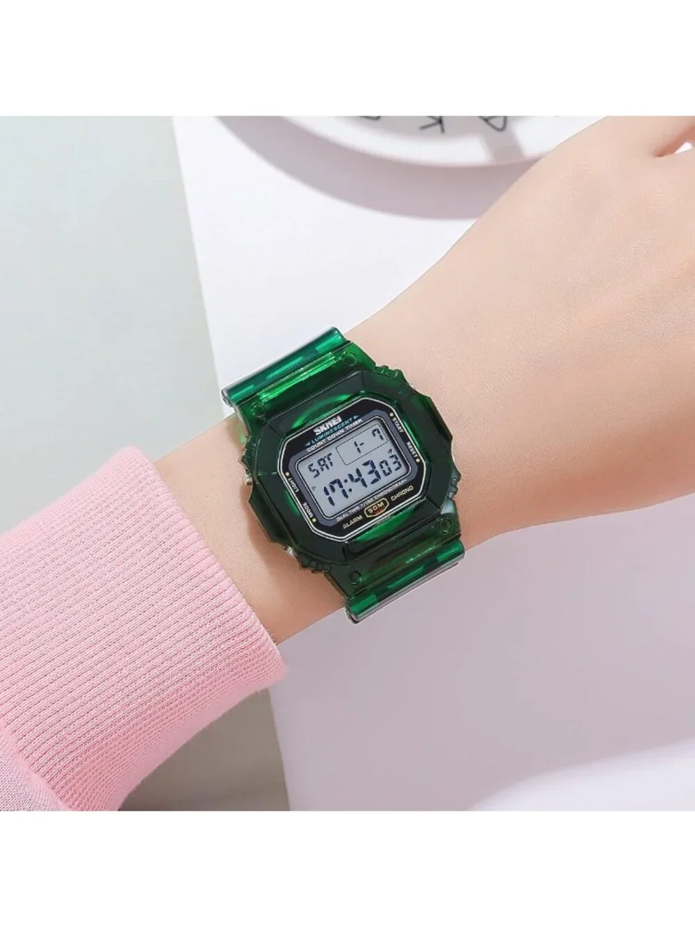 Stylish Digital Watch for Men & Women, Dual Time Display, 50M Waterproof
